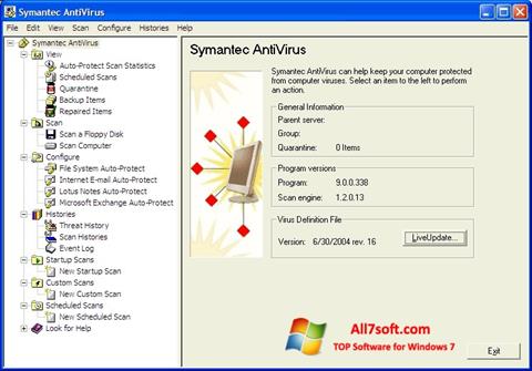Ảnh chụp màn hình Symantec Antivirus cho Windows 7