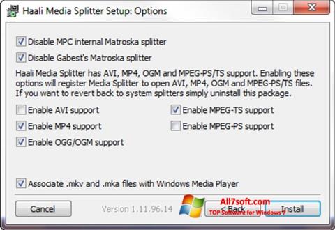 Ảnh chụp màn hình Haali Media Splitter cho Windows 7