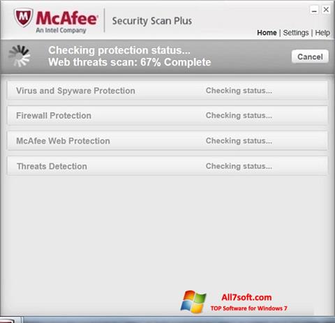 Ảnh chụp màn hình McAfee Security Scan Plus cho Windows 7
