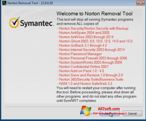 Ảnh chụp màn hình Norton Removal Tool cho Windows 7