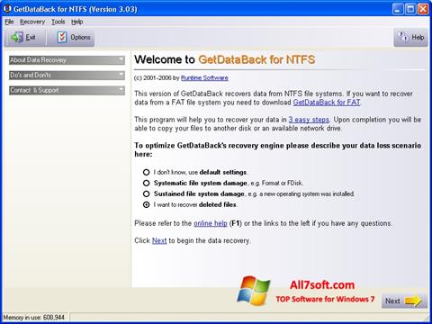 Ảnh chụp màn hình GetDataBack cho Windows 7