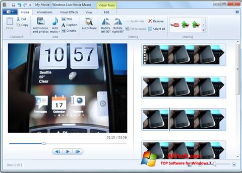 Ảnh chụp màn hình Windows Live Movie Maker cho Windows 7