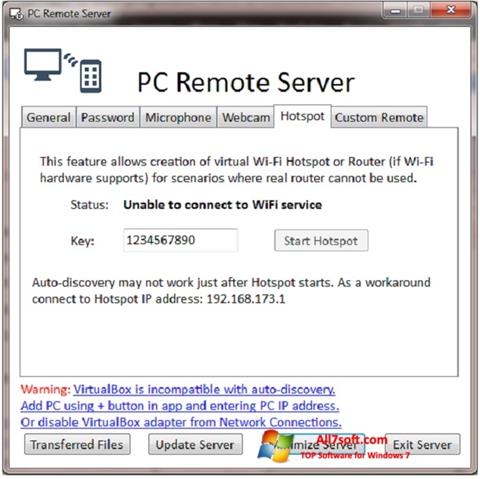 Ảnh chụp màn hình PC Remote Server cho Windows 7