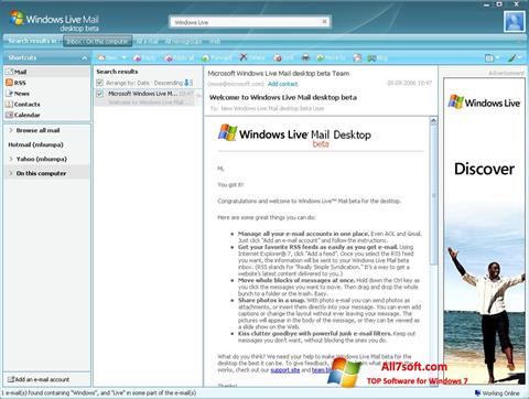 Ảnh chụp màn hình Windows Live Mail cho Windows 7
