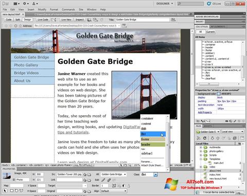 Ảnh chụp màn hình Adobe Dreamweaver cho Windows 7