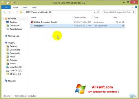 Ảnh chụp màn hình ABBYY Screenshot Reader cho Windows 7