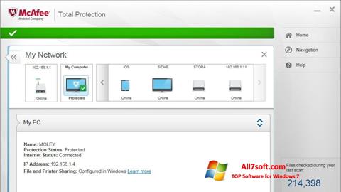 Ảnh chụp màn hình McAfee Total Protection cho Windows 7