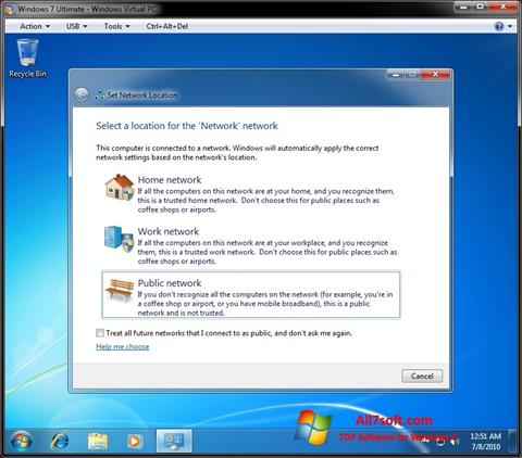 Ảnh chụp màn hình Windows Virtual PC cho Windows 7