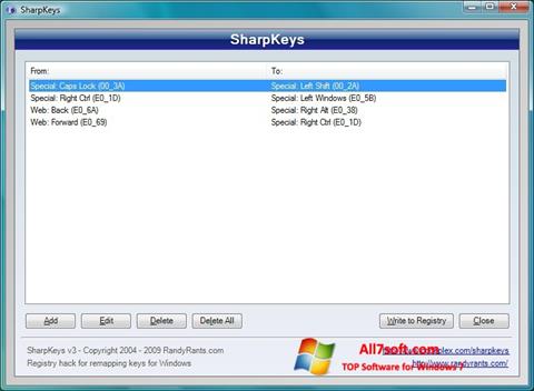 Ảnh chụp màn hình SharpKeys cho Windows 7