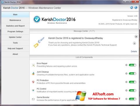 Ảnh chụp màn hình Kerish Doctor cho Windows 7