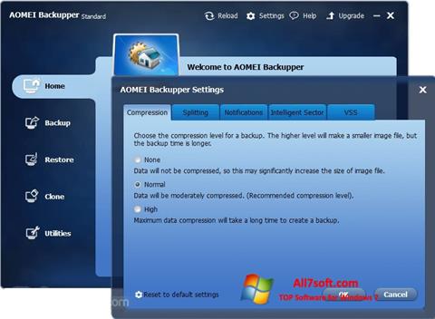 Ảnh chụp màn hình AOMEI Backupper cho Windows 7