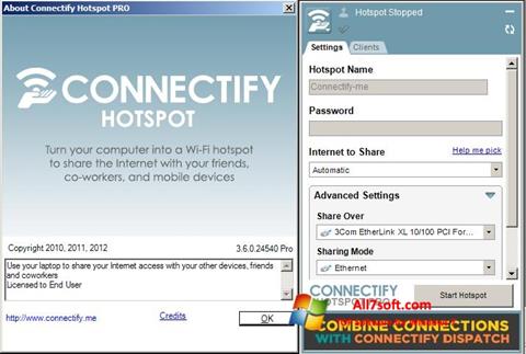 Ảnh chụp màn hình Connectify Hotspot PRO cho Windows 7