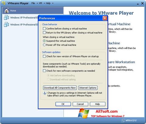 Ảnh chụp màn hình VMware Player cho Windows 7