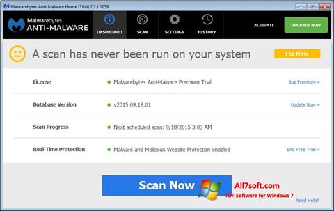 Ảnh chụp màn hình Malwarebytes Anti-Malware Free cho Windows 7