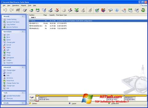 Ảnh chụp màn hình Acronis Disk Director Suite cho Windows 7