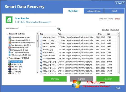 Ảnh chụp màn hình Smart Data Recovery cho Windows 7