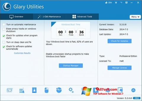 Ảnh chụp màn hình Glary Utilities Pro cho Windows 7