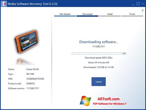 Ảnh chụp màn hình Nokia Software Recovery Tool cho Windows 7