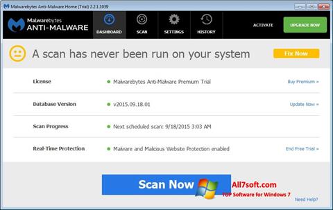 Ảnh chụp màn hình Malwarebytes Anti-Malware cho Windows 7