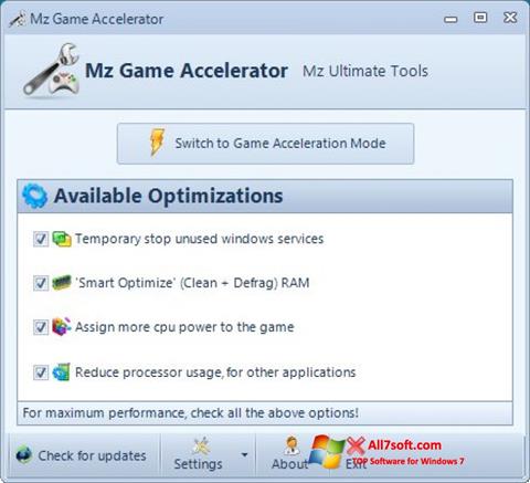 Ảnh chụp màn hình Mz Game Accelerator cho Windows 7