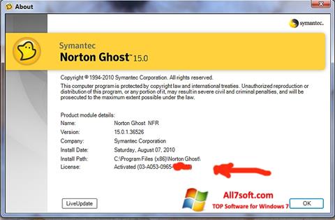Ảnh chụp màn hình Norton Ghost cho Windows 7