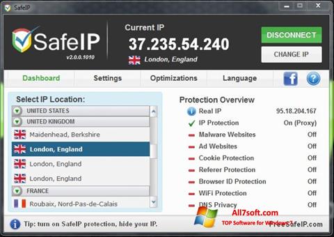 Ảnh chụp màn hình SafeIP cho Windows 7