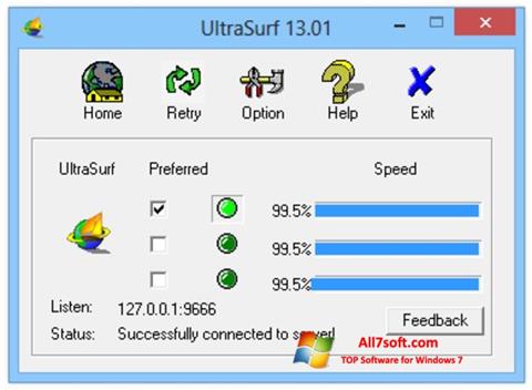 Ảnh chụp màn hình UltraSurf cho Windows 7