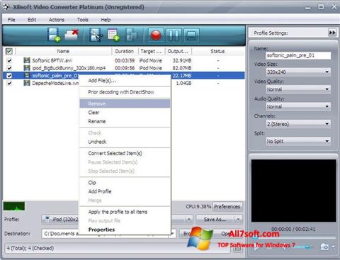 Ảnh chụp màn hình Xilisoft Video Converter cho Windows 7